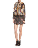 Sleeveless Fox Fur Bolero, Parme