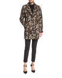 Camille Short Animal-Print Cocoon Jacket, Multicolor