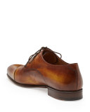 Gaspard Slash-Toe Leather Shoe, Brown