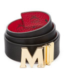 Claus Golden Reversible Visetos/Saffiano Belt, Ruby Red