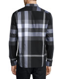 Exploded Check Sport Shirt, Black