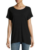 The Crew Neck Tee w/Rhinestones, Black Destroy