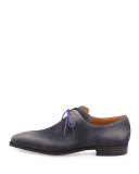 Arca Suede Derby Shoe with Flint Patina & Purple Piping, Grey