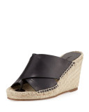 Suraya Crisscross Leather Espadrille Mule, Black