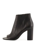 Fionn Open-Toe Leather Bootie, Black