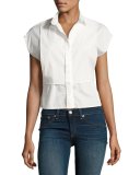 Stevie Short-Sleeve Bib Shirt, Bright White