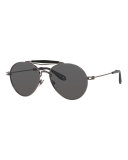 Metal Polarized Aviator Sunglasses, Grey