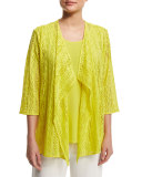 Siesta Mesh Mid-Length Cardigan, Yellow