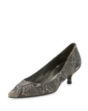 Poco Glitter Kitten-Heel Pump, Python Nocturnal