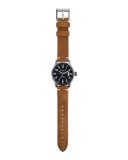 43mm Mackinaw Field Watch with Leather Strap, Brown/Navy