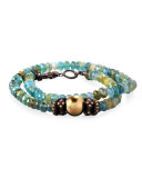 Old World Beaded Double-Wrap Bracelet with Diamonds