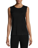 Crewneck Knit Tank, Black 