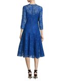 Lace Fit & Flare Midi Dress, Royal Blue