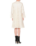 Bell-Sleeve Shift Dress, Ivory