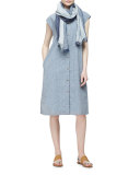 Linen-Blend Cap-Sleeve Calf-Length Dress, Plus Size