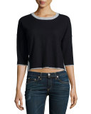 Ashley Colorblock Crop Tee, Black