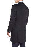 Cashmere Three-Button Long Coat, Black