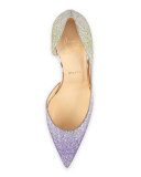 Iriza Degrade Glitter Red Sole Pump, Drage/Light Gold 