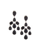 Floating Crystal Chandelier Earrings, Jet