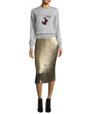 Brana Pleated Glitter Midi Skirt