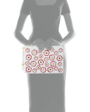 Flower Appliqué Flat Clutch Bag, White/Multi