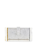 Lara Acrylic Ice Clutch Bag, White/Silver/Gold