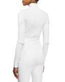 Long-Sleeve Mock-Neck Bodysuit, White