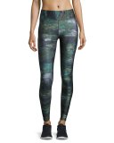 Tall Band Heathered Camo Performance Leggings, Multicolor Pattern