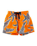 Jim Starlets Printed Swim Trunks, Orange, Boys' 2-8