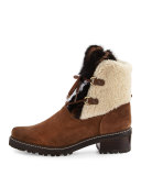 Furnace Shearling Fur Hiker Boot, Brown