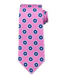 Large Flower-Medallion Printed Silk Tie