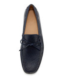 Gommini Textured Leather Tie Driver, Navy