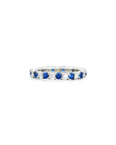 Prong-Set Diamond & Sapphire Band Ring in Platinum