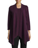 Flat-Knit Wool Draped Jacket, Plum
