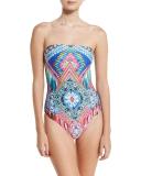 Printed Bandeau One-Piece Swimsuit