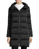 Embossed Down Puffer Jacket, Black