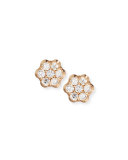 18K Rose Gold & Diamond Floral Stud Earrings