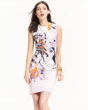 Sleeveless Kimono Floral-Print Dress, Pink/Multi