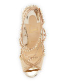 Alarc Mini-Spike Mesh Red Sole Sandal, Nude/Light Gold