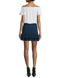 Pleated Mini Flounce Skort, Navy