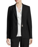 Sloane Tropical Wool Blazer, Black