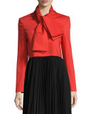Adair Tie-Neck Cropped Jacket, Bright Red