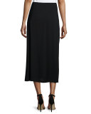 Pleated Straight Silk Georgette Skirt