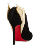 Mercura Wing 100mm Red Sole Bootie, Black/Light Gold