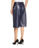 Asheton Leather Culotte Pants, Midnight