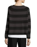 Striped Cropped Long-Sleeve Top