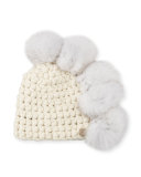 Pohawk Wool Pompom Beanie Hat, White