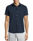 Benner Check Short-Sleeve Woven Shirt, Eclipse Multi