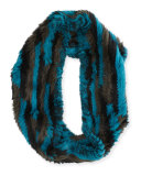 Rabbit Fur Infinity Scarf, Green Multicolor