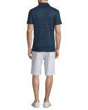 Feeder-Stripe Short-Sleeve Polo Shirt, Twilight Blue